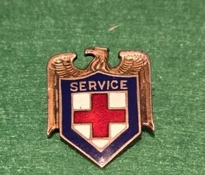 MILITARY WW2 VINTAGE AMERICAN RED CROSS SERVICE ENAMEL PIN COLLECTIBLE MILITARIA - Picture 1 of 4