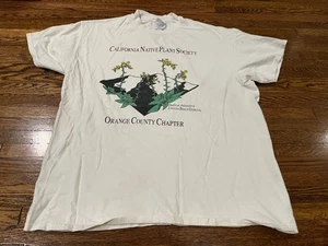 California Native Plant Society T-Shirt Adult XL White VTG 90s Orange County - Picture 1 of 10