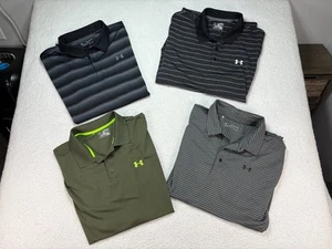 Lote de 4 Camisas de Golf Under Armour Para Hombre 2XL Performance Polo Heatgear Negras Grises - Imagen 1 de 7