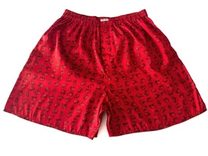 Thai Silk Mens Medium Red Elephant Print Boxer Shorts NEW Made In Thailand - Picture 1 of 10