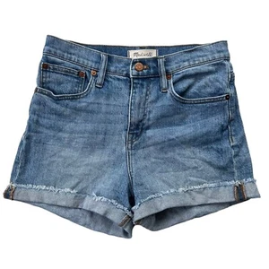 Madewell Women’s Sz. 25 Light Wash Denim High Rise Fringe Cuff Jean Shorts F1607 - Picture 1 of 20