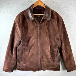 Andrew Marc New York Suede Jacket Mens Large Brown Full Zip Collared Long Sleeve - Picture 1 of 11