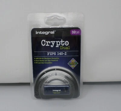 Integral 32GB Crypto Dual FIPS 140-2 USB 2.0 New, Sealed Packaging! - Image 1 of 2