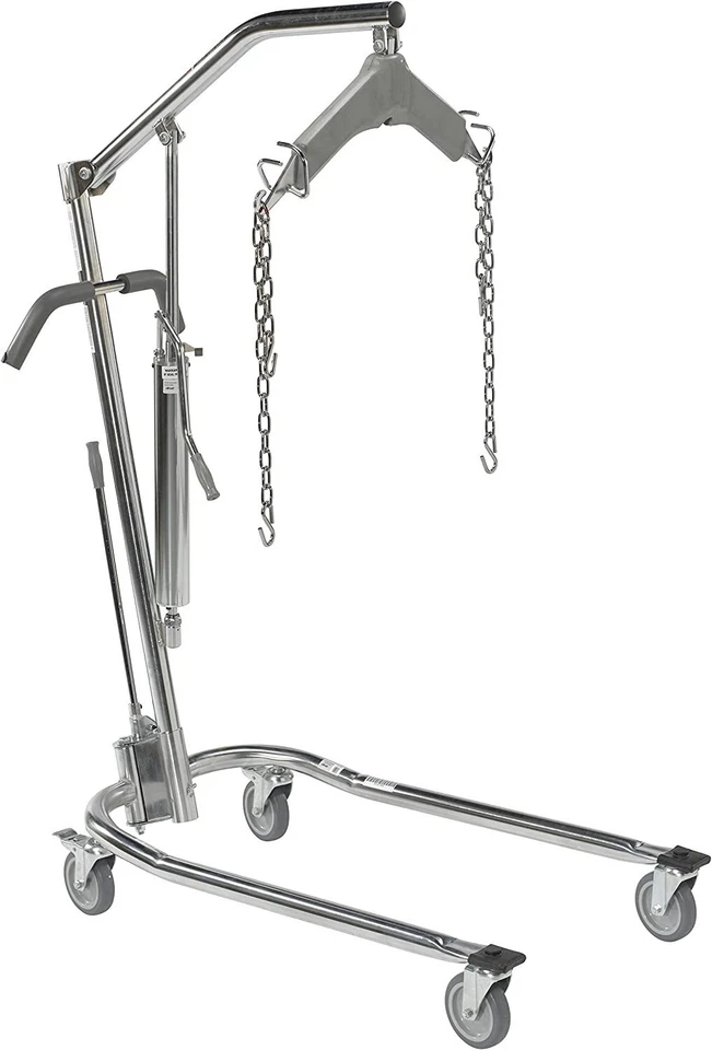 Drive Medical Hydraulic Patient Lift With Six Point Cradle Chrome - 13023