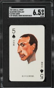 Chin All Sport 5 Of Spades 1989 Boris Becker Back Salvatore Schillaci SGC 6,5 - Imagen 1 de 2