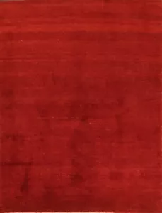 Solid Orange Gabbeh Oriental Rug 5'x6' Wool Hand-knotted Contemporary Carpet - Picture 1 of 12