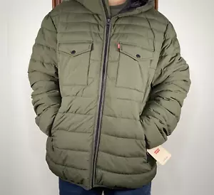 Levi's CLASSIC FIT Quilted Puffer Jacket Men's XXL Stretch Green NWT - Picture 1 of 14