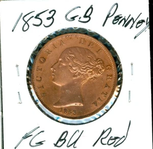 1853 GREAT BRITAIN HALF PENNY FINEST GRADE GEM BU RED RARE . - Picture 1 of 2