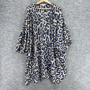 Davi&Dani Top Women L Large Beige Animal Print Long Sleeve Open Front Casual - Picture 1 of 10