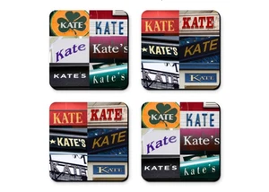 Personalized Coasters featuring the name KATE in photos of signs - Set of 4 - Picture 1 of 1