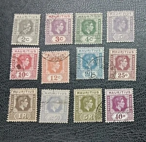MAURITIUS 1938 2c to R10 SG 252 - 263a Sc 211 - 233 set 12 used - Picture 1 of 2