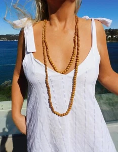 VINTAGE Resort Chic Shoulder Baring Tie-up Straps Summer Fun Dress - Picture 1 of 8