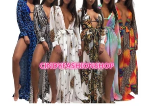 Women  Summer Striped Boho Evening Party Long Maxi Beach Dress Chiffon Dresses - Picture 1 of 42