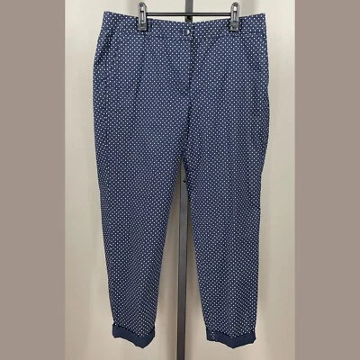 NUEVO Pantalones Talbots Mujer 10 Azul Gris Punto Chino Pierna Recta Fin de Semana Preppy Foto 1 de 4