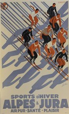 Sports D'hiver Ski Poster Fine Art Lithograph Eric de Coulon S2