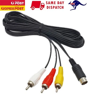 Sega Mega Drive 2 & 3 AV CABLE Genesis II & III TV Video Audio Lead Cord - Image 1 of 4