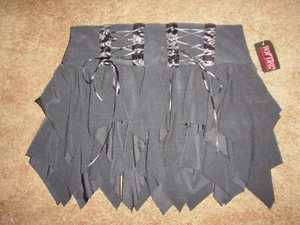 DAMEN/JUNIOREN (SUPER LOW FAT) SCHWARZER MINIROCK MIT GEZACKTEN RÜSCHEN GR. M - NEU - Bild 1 von 6