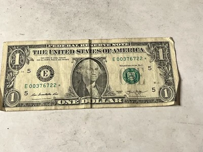 One 1 Dollar Bill Series 2013 STAR NOTE Whitesquirrelcoins - Image 1 of 3