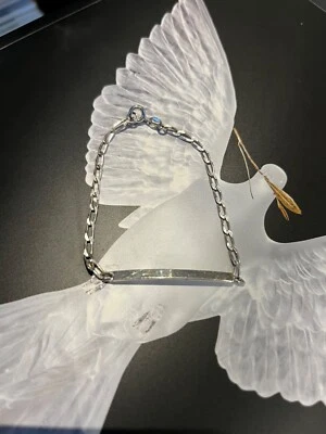 925 Sterling Silver Bracelet ID Bar Chain Small - Image 1 of 4