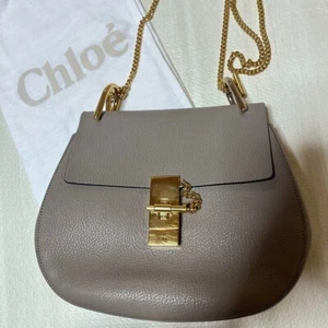 Bolso de Hombro Chloe Drew Pequeño Cadena Gris Beige Cuero Usado Hecho en Italia - Imagen 1 de 11