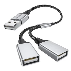 USB Splitter Cable USB y Splitter Adapter Dual USB 2.0 Power Cord Extension f... - Picture 1 of 6