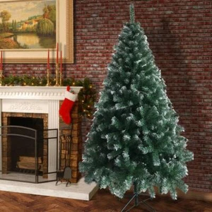 6FT Artificial Christmas Tree Green White Fir tree w Base Home Decor - Picture 1 of 8