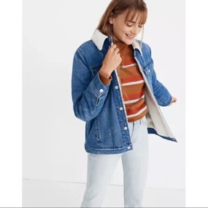 Chaqueta de Jean Madewell De Gran Tamaño Edición Sherpa XXS Denim Defecto Lavado Pino - Imagen 1 de 12