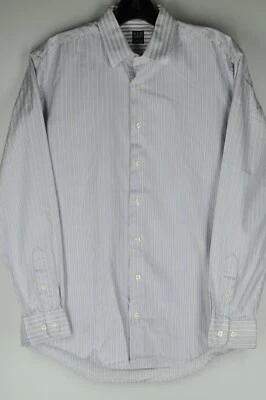 Camisa informal de algodón a rayas blancas y lavanda Ike Behar para niños XL talla grande 18 Foto 1 de 4