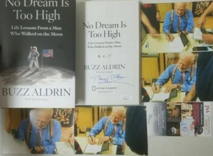 AUTOGRAPHED BUZZ ALDRIN SIGNED BOOK NO DREAM IS TOO HIGH ASTRONAUT AUTOGRAPH JSA - Picture 1 of 8