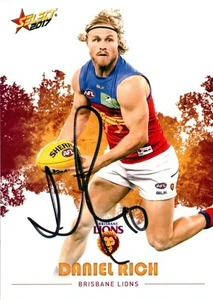 Signed 2017 Brisbane Lions AFL Footy Stars Card - Daniel Rich - Picture 1 of 3