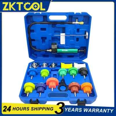 ZKTOOL 18pcs Radiator Cooling System Pressure Tester Coolant Purge Refill Vacuum Kit