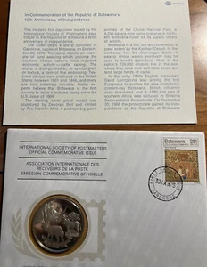 Franklin Mint Int Society  Postmasters Medallic Covers Republic of Botswana - Picture 1 of 4