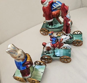 Vintage(1991) 4 Metal Christmas Figurines On Moving Wheels. Adorable!! - Picture 1 of 13