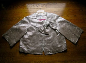 Kate Spade SPARKLY SILVER M WEDDING BELLES CAPELET EYELASH Cropped Nicole Jacket - Picture 1 of 10