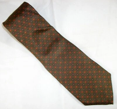 Corbata de cuello de seda a cuadros cachemir pequeña verde oliva 60" de largo x 3,75" de ancho (E493) Foto 1 de 3