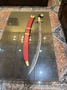 Handmade Damascus Ottoman Turkish Kilij With Metal Red Scabbard Sharp Yalme - Picture 1 of 5