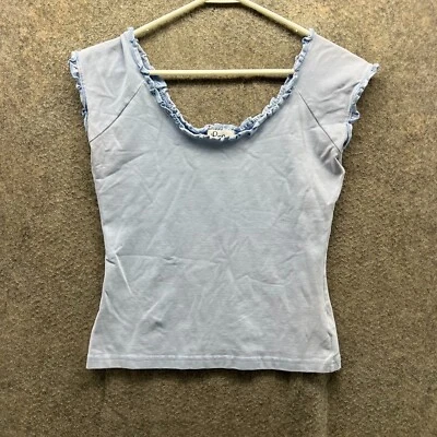 Lilly Pulitzer Shirt Womens Small Baby Blue Ruffle Neck Pima Cotton Stretch - Image 1 of 4