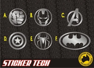 METALLIC MARVEL STICKER DECAL AVENGERS - SPIDER MAN - HULK - IRON MAN - BATMAN - Picture 1 of 1