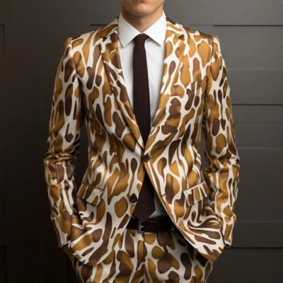 Traje para hombre con estampado de camuflaje 3D Jacquard a medida Trajes de impresión digital 3D para hombre Foto 1 de 4