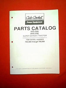 CUB CADET SUPER GARTENTRAKTOR MODELL 1872 ( 720 ) & 2072 ( 730 ) TEILE HANDBUCH - Bild 1 von 1