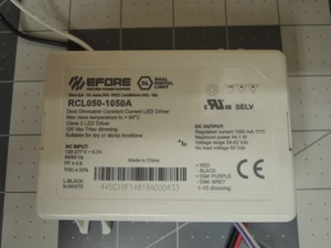 EFORE Dimmable LED Driver, RCL050-1050A, 24-42VDC, 1050mA DC, 44.1W, 120-277V - Picture 1 of 9