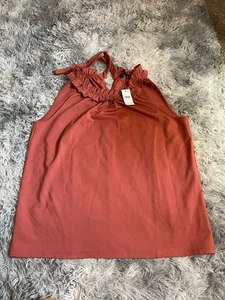 Top túnica con volantes Ann Taylor Rust - mediano - nuevo con etiquetas - Imagen 1 de 5