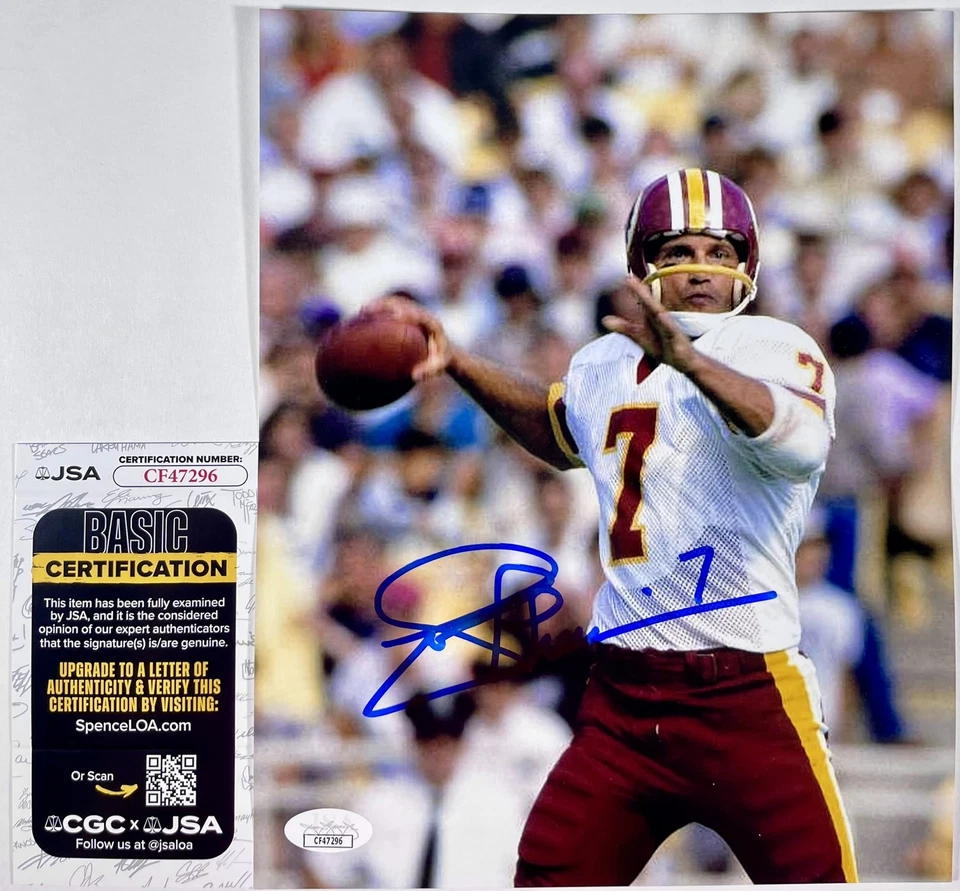 NFL Joe Theismann Signed Washington Redskins 8x10 Photo N Autograph JSA COA - Image 1 of 1