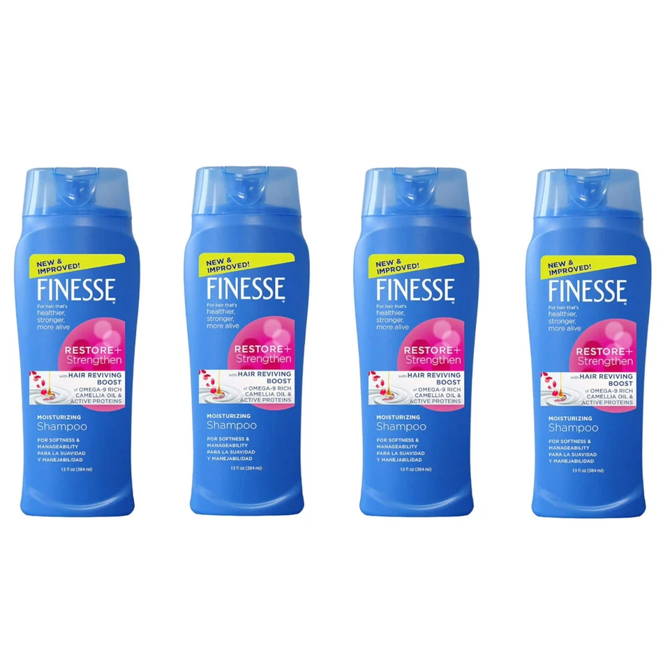4 Pack Finesse Restore+Strengthen Moisturizing Shampoo 13 Oz (384 ml) Fast Ship - Image 1 of 4