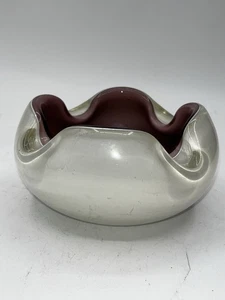 Cenicero Vintage Murano Italia Blanco Púrpura Estuche Vidrio Mediados de Siglo Moderno - Imagen 1 de 6