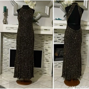 Vintage Scala Beaded 100% Silk Mobwife Dress Size xL - Picture 1 of 11