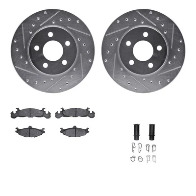 For Chrysler New Yorker 88 Drilled & Slotted Front Brake Kit w Optimum Pads Foto 1 de 4