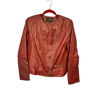 Lafayette 148 weinrot asymmetrischer Reißverschluss weiche Lederjacke Damen 10 - Bild 1 von 7