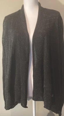 Cárdigan Eileen Fisher Negro Plata Brillante Lana Merino 1 X Foto 1 de 4