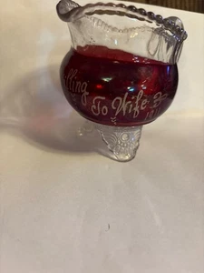 Antique EAPG Ruby Flash Souvenir Creamer " Gilling to wife 1911 - Picture 1 of 2
